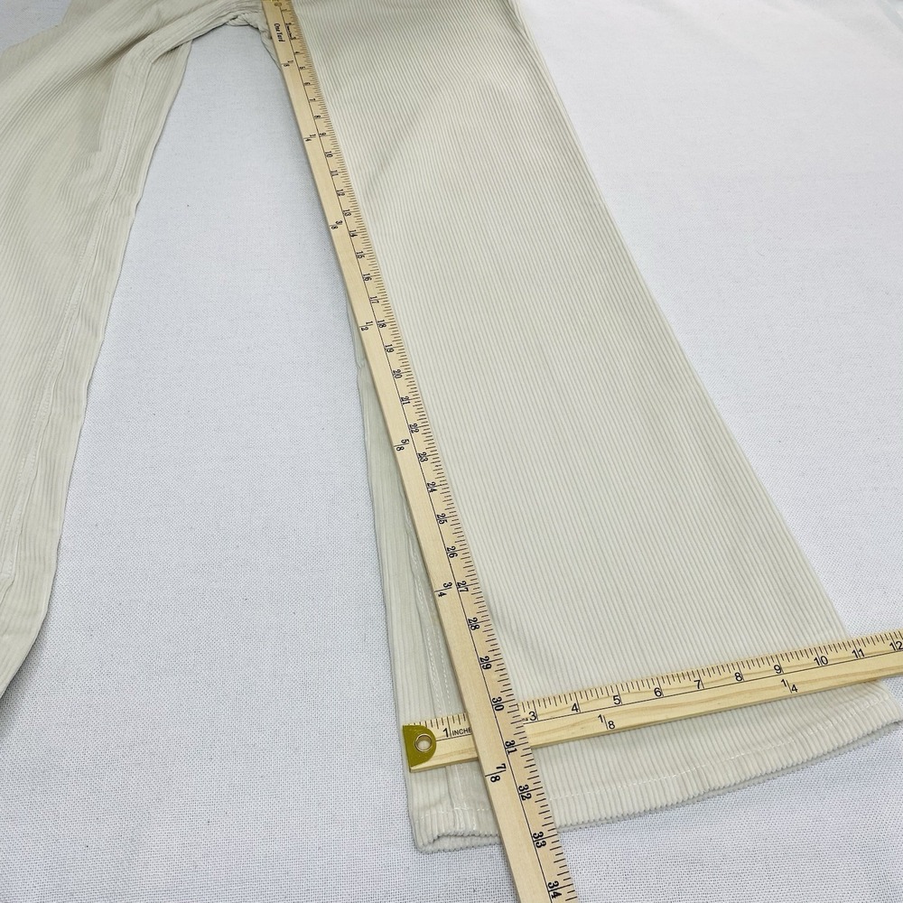 AMI PARIS Alexandre Mattiussi Women's Size XS Flare Leg Corduroy Trousers Ivory - Picture 10 of 14